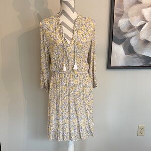 NEW LOFT Yellow and White Floral Long Sleeve Dress